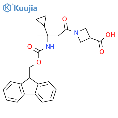 1-3-cyclopropyl-3-({(9H-fluoren-9-yl)methoxycarbonyl}amino)butanoylazetidine-3-carboxylic acid structure