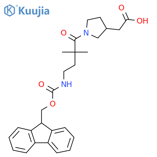 2-{1-4-({(9H-fluoren-9-yl)methoxycarbonyl}amino)-2,2-dimethylbutanoylpyrrolidin-3-yl}acetic acid structure