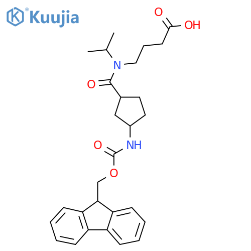 4-{1-3-({(9H-fluoren-9-yl)methoxycarbonyl}amino)cyclopentyl-N-(propan-2-yl)formamido}butanoic acid structure