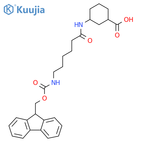3-6-({(9H-fluoren-9-yl)methoxycarbonyl}amino)hexanamidocyclohexane-1-carboxylic acid structure