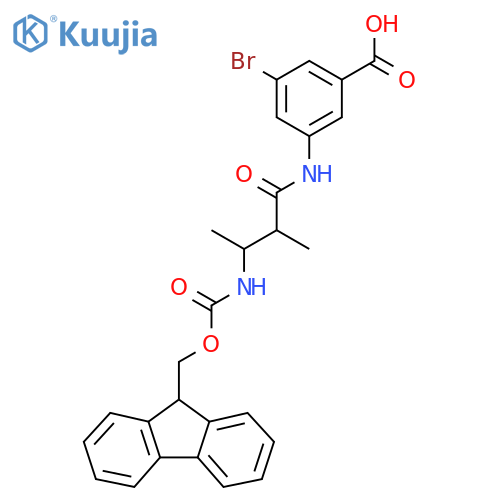 3-bromo-5-3-({(9H-fluoren-9-yl)methoxycarbonyl}amino)-2-methylbutanamidobenzoic acid structure