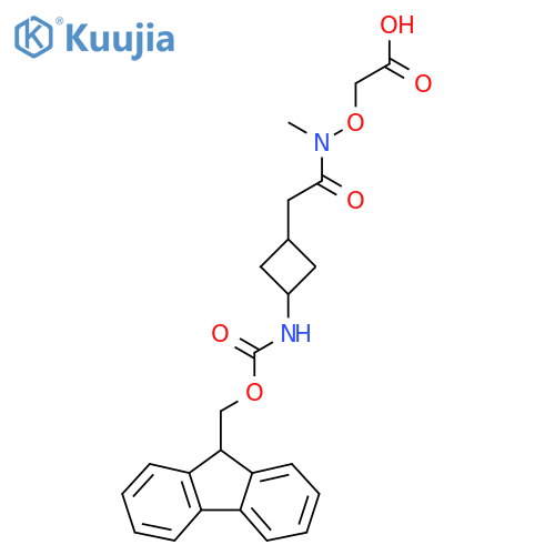 2-({2-3-({(9H-fluoren-9-yl)methoxycarbonyl}amino)cyclobutyl-N-methylacetamido}oxy)acetic acid structure