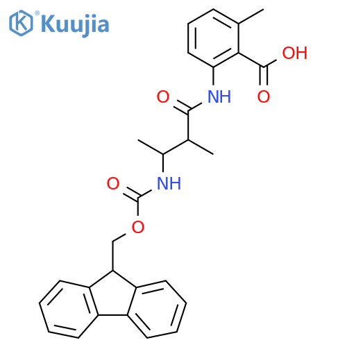 2-3-({(9H-fluoren-9-yl)methoxycarbonyl}amino)-2-methylbutanamido-6-methylbenzoic acid structure