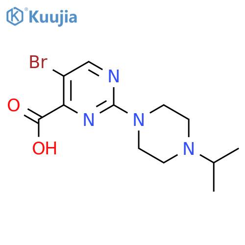 5-bromo-2-4-(propan-2-yl)piperazin-1-ylpyrimidine-4-carboxylic acid structure
