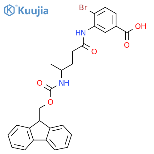 4-bromo-3-4-({(9H-fluoren-9-yl)methoxycarbonyl}amino)pentanamidobenzoic acid structure