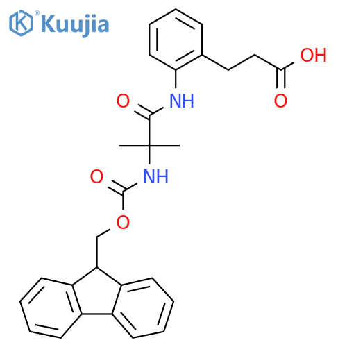 3-{2-2-({(9H-fluoren-9-yl)methoxycarbonyl}amino)-2-methylpropanamidophenyl}propanoic acid structure