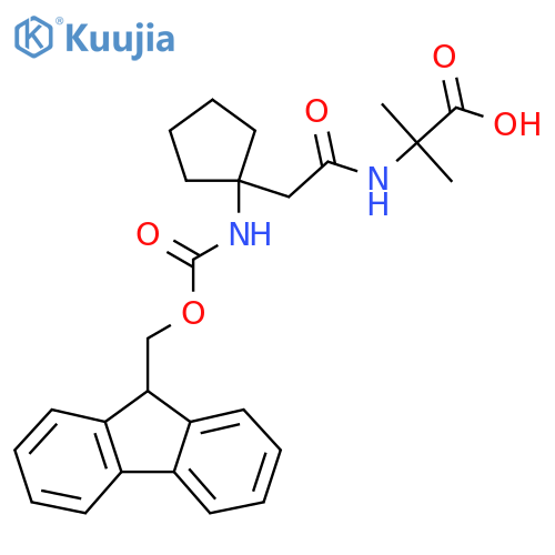 2-{2-1-({(9H-fluoren-9-yl)methoxycarbonyl}amino)cyclopentylacetamido}-2-methylpropanoic acid structure