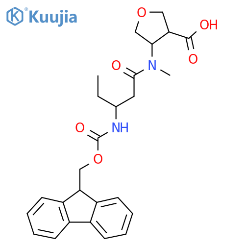 4-3-({(9H-fluoren-9-yl)methoxycarbonyl}amino)-N-methylpentanamidooxolane-3-carboxylic acid structure