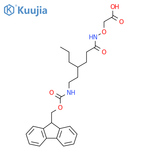 2-({4-2-({(9H-fluoren-9-yl)methoxycarbonyl}amino)ethylheptanamido}oxy)acetic acid structure