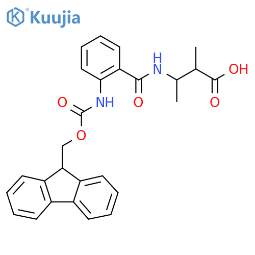 3-{2-({(9H-fluoren-9-yl)methoxycarbonyl}amino)phenylformamido}-2-methylbutanoic acid structure