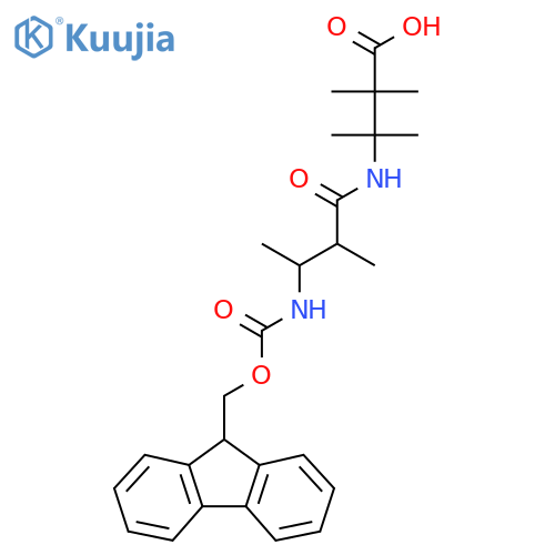 3-3-({(9H-fluoren-9-yl)methoxycarbonyl}amino)-2-methylbutanamido-2,2,3-trimethylbutanoic acid structure