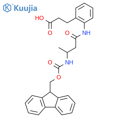 3-{2-3-({(9H-fluoren-9-yl)methoxycarbonyl}amino)butanamidophenyl}propanoic acid structure