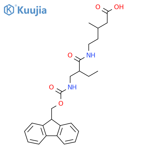 5-{2-({(9H-fluoren-9-yl)methoxycarbonyl}amino)methylbutanamido}-3-methylpentanoic acid structure