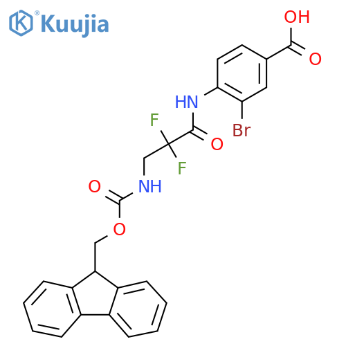 3-bromo-4-3-({(9H-fluoren-9-yl)methoxycarbonyl}amino)-2,2-difluoropropanamidobenzoic acid structure
