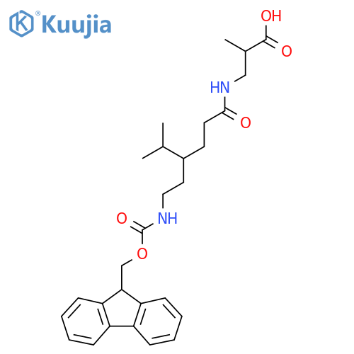 3-{4-2-({(9H-fluoren-9-yl)methoxycarbonyl}amino)ethyl-5-methylhexanamido}-2-methylpropanoic acid structure
