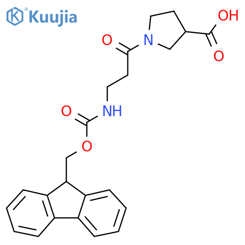 1-3-({(9H-fluoren-9-yl)methoxycarbonyl}amino)propanoylpyrrolidine-3-carboxylic acid structure
