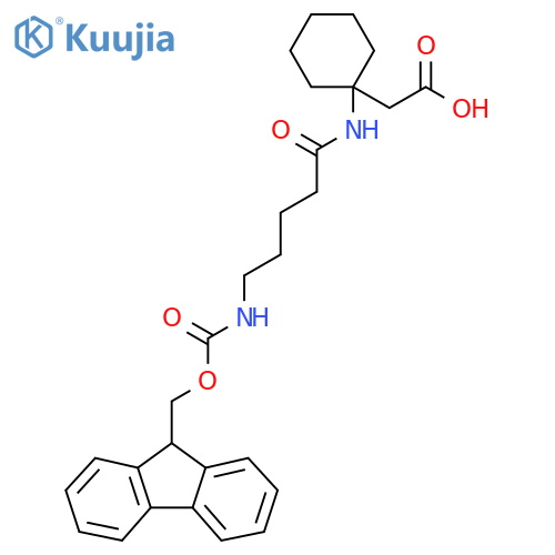 2-{1-5-({(9H-fluoren-9-yl)methoxycarbonyl}amino)pentanamidocyclohexyl}acetic acid structure
