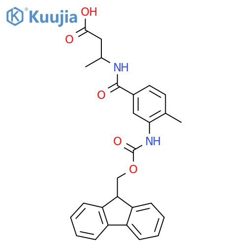 3-{3-({(9H-fluoren-9-yl)methoxycarbonyl}amino)-4-methylphenylformamido}butanoic acid structure