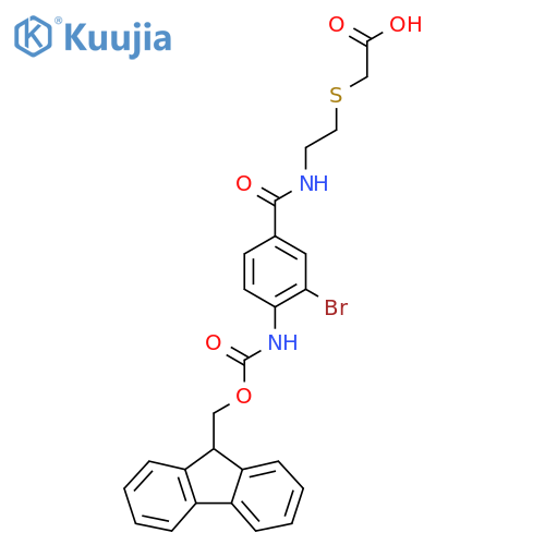 2-(2-{3-bromo-4-({(9H-fluoren-9-yl)methoxycarbonyl}amino)phenylformamido}ethyl)sulfanylacetic acid structure
