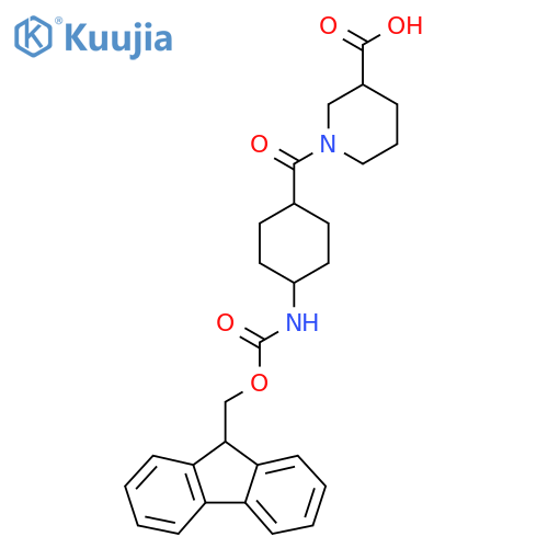 1-4-({(9H-fluoren-9-yl)methoxycarbonyl}amino)cyclohexanecarbonylpiperidine-3-carboxylic acid structure