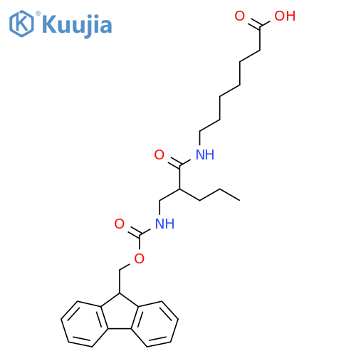7-{2-({(9H-fluoren-9-yl)methoxycarbonyl}amino)methylpentanamido}heptanoic acid structure