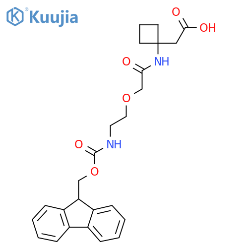 2-(1-{2-2-({(9H-fluoren-9-yl)methoxycarbonyl}amino)ethoxyacetamido}cyclobutyl)acetic acid structure
