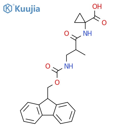 1-3-({(9H-fluoren-9-yl)methoxycarbonyl}amino)-2-methylpropanamidocyclopropane-1-carboxylic acid structure