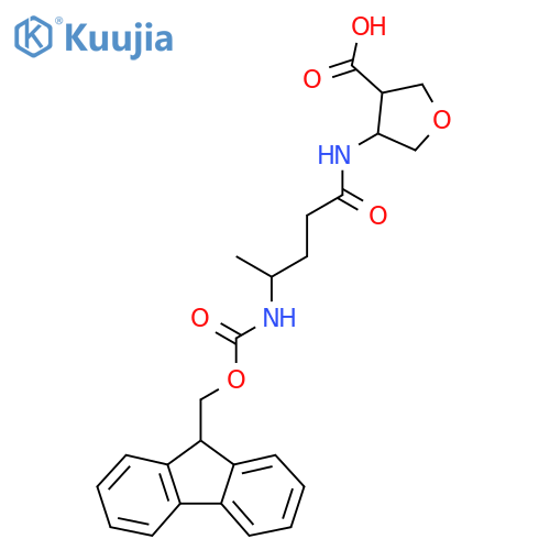 4-4-({(9H-fluoren-9-yl)methoxycarbonyl}amino)pentanamidooxolane-3-carboxylic acid structure