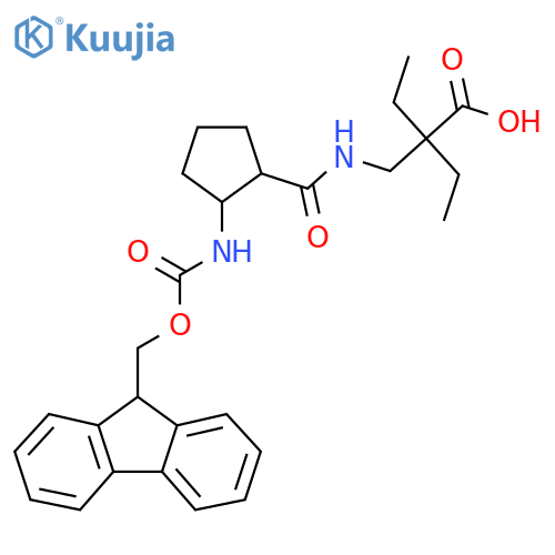 2-ethyl-2-({2-({(9H-fluoren-9-yl)methoxycarbonyl}amino)cyclopentylformamido}methyl)butanoic acid structure