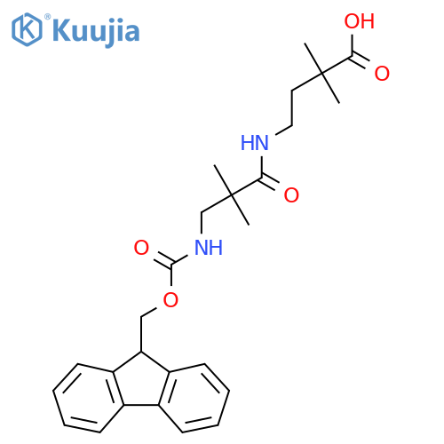 4-3-({(9H-fluoren-9-yl)methoxycarbonyl}amino)-2,2-dimethylpropanamido-2,2-dimethylbutanoic acid structure