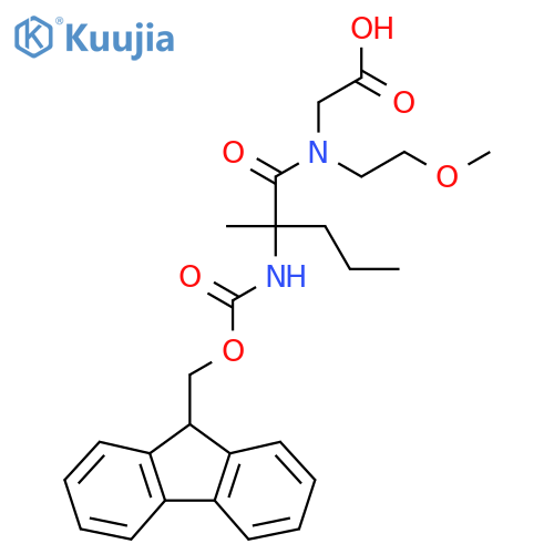 2-2-({(9H-fluoren-9-yl)methoxycarbonyl}amino)-N-(2-methoxyethyl)-2-methylpentanamidoacetic acid structure