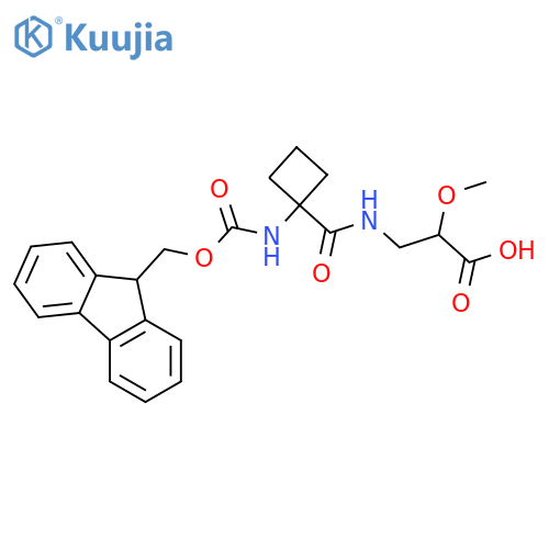 3-{1-({(9H-fluoren-9-yl)methoxycarbonyl}amino)cyclobutylformamido}-2-methoxypropanoic acid structure