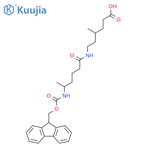6-5-({(9H-fluoren-9-yl)methoxycarbonyl}amino)hexanamido-4-methylhexanoic acid structure