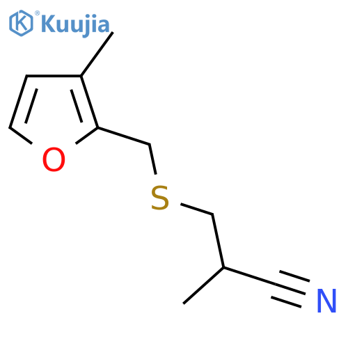 2-methyl-3-{(3-methylfuran-2-yl)methylsulfanyl}propanenitrile structure