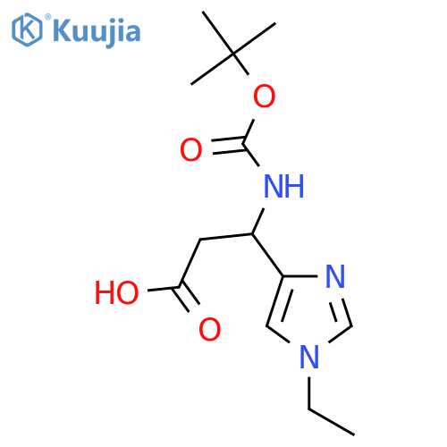 3-{(tert-butoxy)carbonylamino}-3-(1-ethyl-1H-imidazol-4-yl)propanoic acid structure