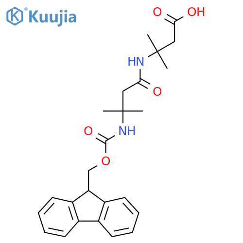 3-[3-({[(9H-fluoren-9-yl)methoxy]carbonyl}amino)-3-methylbutanamido]-3-methylbutanoic acid structure