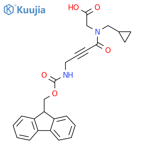 2-N-(cyclopropylmethyl)-4-({(9H-fluoren-9-yl)methoxycarbonyl}amino)but-2-ynamidoacetic acid structure