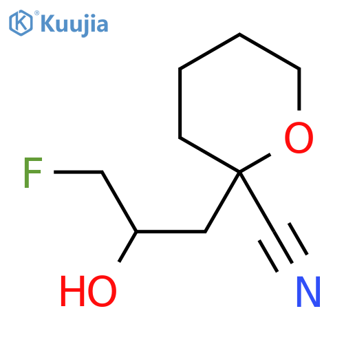 2-(3-fluoro-2-hydroxypropyl)oxane-2-carbonitrile structure