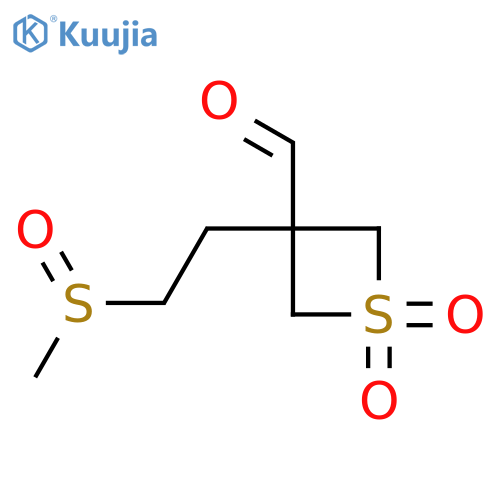 3-(2-methanesulfinylethyl)-1,1-dioxo-1lambda6-thietane-3-carbaldehyde structure