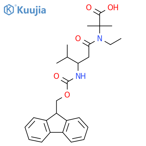 2-N-ethyl-3-({(9H-fluoren-9-yl)methoxycarbonyl}amino)-4-methylpentanamido-2-methylpropanoic acid structure