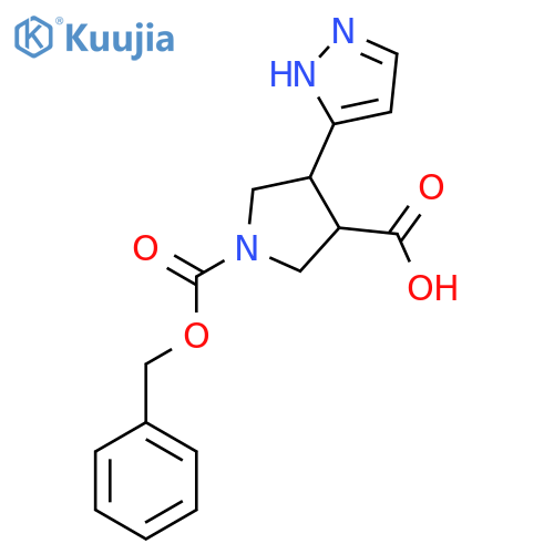 1-(benzyloxy)carbonyl-4-(1H-pyrazol-3-yl)pyrrolidine-3-carboxylic acid structure