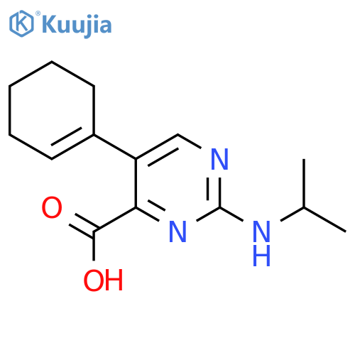 5-(cyclohex-1-en-1-yl)-2-(propan-2-yl)aminopyrimidine-4-carboxylic acid structure