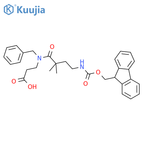 3-N-benzyl-4-({(9H-fluoren-9-yl)methoxycarbonyl}amino)-2,2-dimethylbutanamidopropanoic acid structure