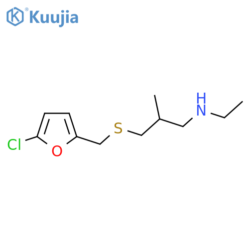 (3-{(5-chlorofuran-2-yl)methylsulfanyl}-2-methylpropyl)(ethyl)amine structure
