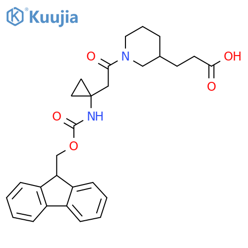 3-(1-{2-1-({(9H-fluoren-9-yl)methoxycarbonyl}amino)cyclopropylacetyl}piperidin-3-yl)propanoic acid structure