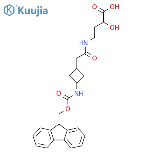 4-{2-3-({(9H-fluoren-9-yl)methoxycarbonyl}amino)cyclobutylacetamido}-2-hydroxybutanoic acid structure