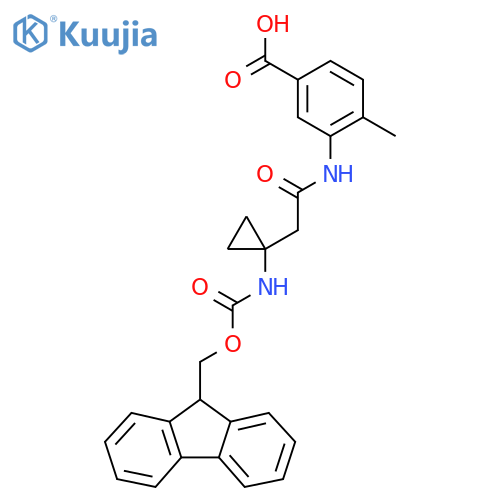 3-{2-1-({(9H-fluoren-9-yl)methoxycarbonyl}amino)cyclopropylacetamido}-4-methylbenzoic acid structure