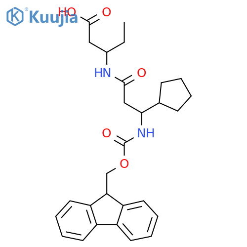 3-3-cyclopentyl-3-({(9H-fluoren-9-yl)methoxycarbonyl}amino)propanamidopentanoic acid structure