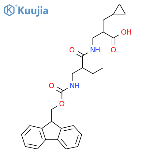 2-(cyclopropylmethyl)-3-{2-({(9H-fluoren-9-yl)methoxycarbonyl}amino)methylbutanamido}propanoic acid structure
