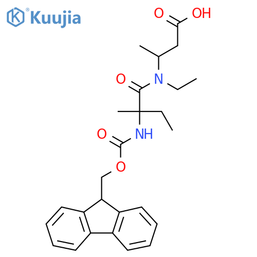 3-N-ethyl-2-({(9H-fluoren-9-yl)methoxycarbonyl}amino)-2-methylbutanamidobutanoic acid structure